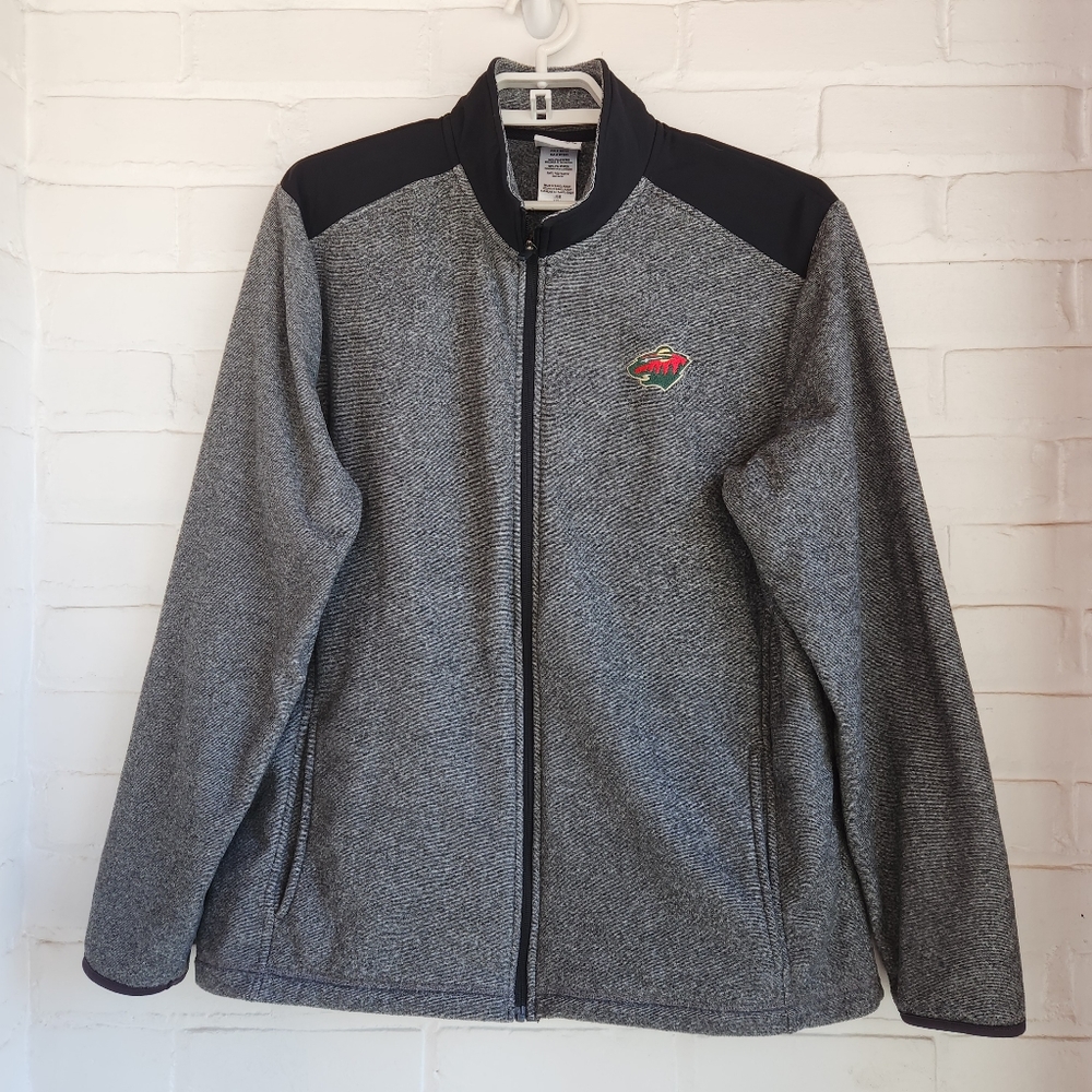Minnesota Wild Full Zip Fleece Jacket NHL Gray Black Size Large